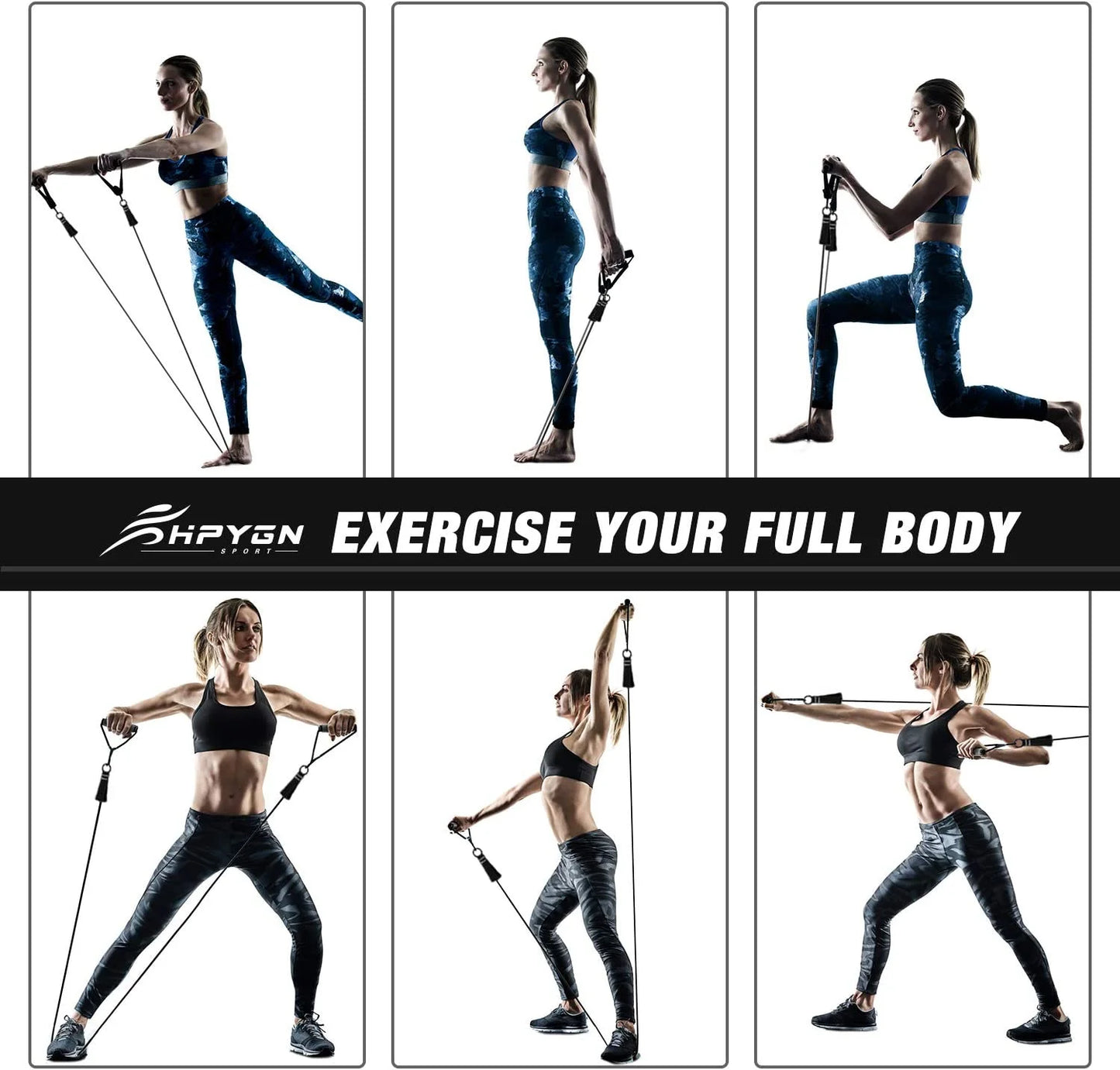 Resistance Bands Set, 150Lb  5 Tube Fitness Bands for Muscle Training