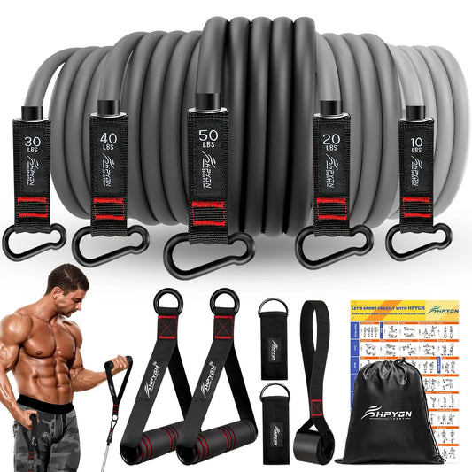 Resistance Bands Set, 150Lb  5 Tube Fitness Bands for Muscle Training